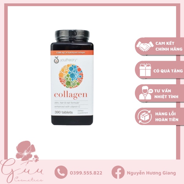 Viên uống Youtheory Collagen 390 viên Mỹ