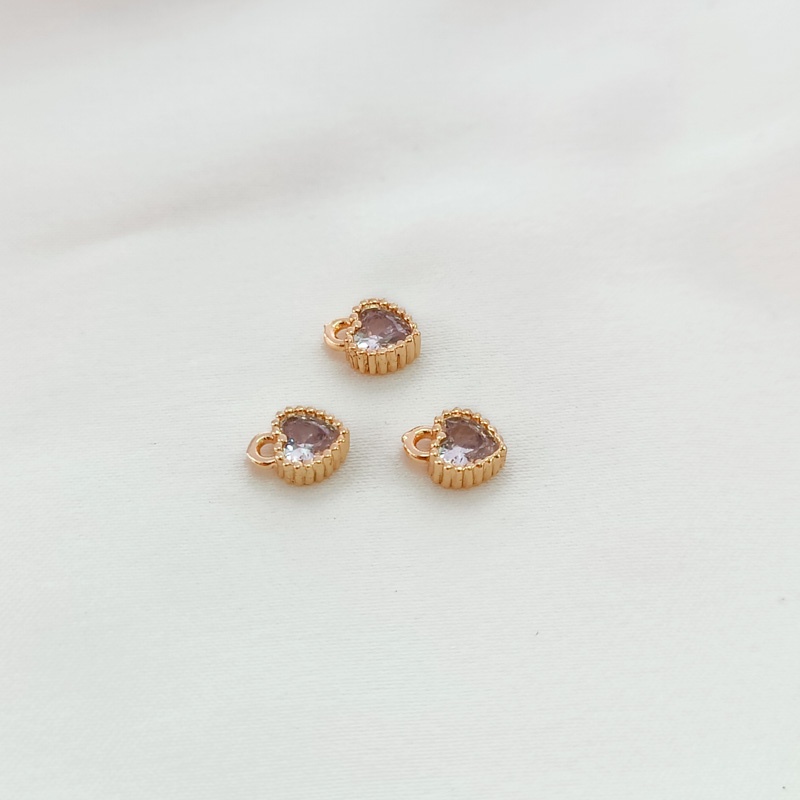 Mặt Dây Chuyền Hình Trái Tim Nhỏ Bằng Đồng 14K Màu Vàng Kim 5mm Diy