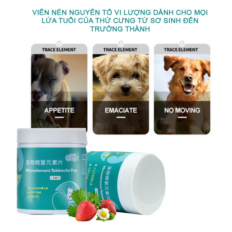 Vitamin cho chó mèo CHZK bổ xung nguyên tố vi lượng cần thiết cho thú cưng dạng hạt kẹo thơm dâu tây -CSP67