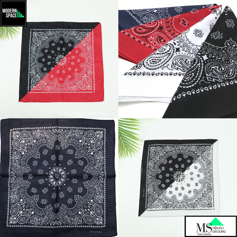 Khăn vuông Turban Hiphop - Khăn bandana cotton cho Nam Nữ 55x55cm GD-062