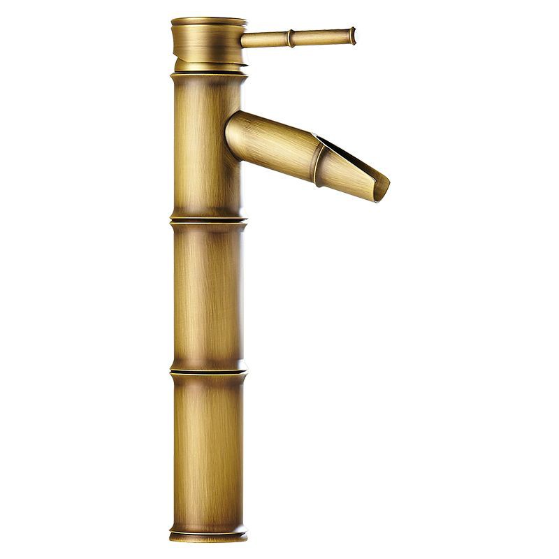 (Tặng kèm dây cấp nước)Vòi Lavabo, vòi bồn rửa mặt chất liệu đồng thiết kế thân trúc độc đáo, lạ mắt sang trọng cao 30cm
