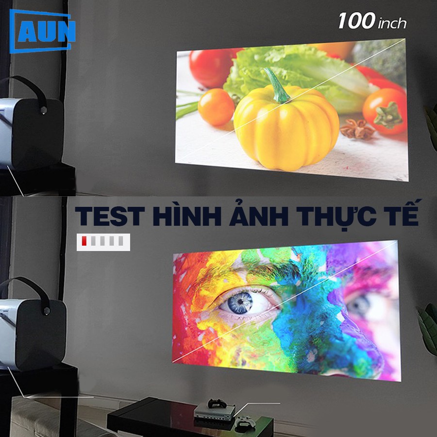 [ PHÂN GIẢI THỰC 720P] Máy chiếu Mini Aun HD C900 - máy chiếu mini HD 720p - máy chiếu gia đình - có quai xách