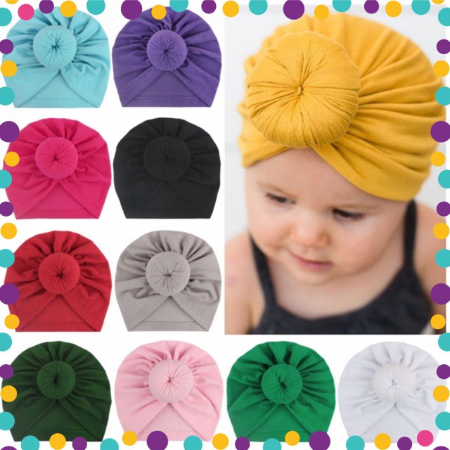 Turban /băng đô cho bé gái dạng mũ có bùi tròn 10 màubán chạy nhất shopee