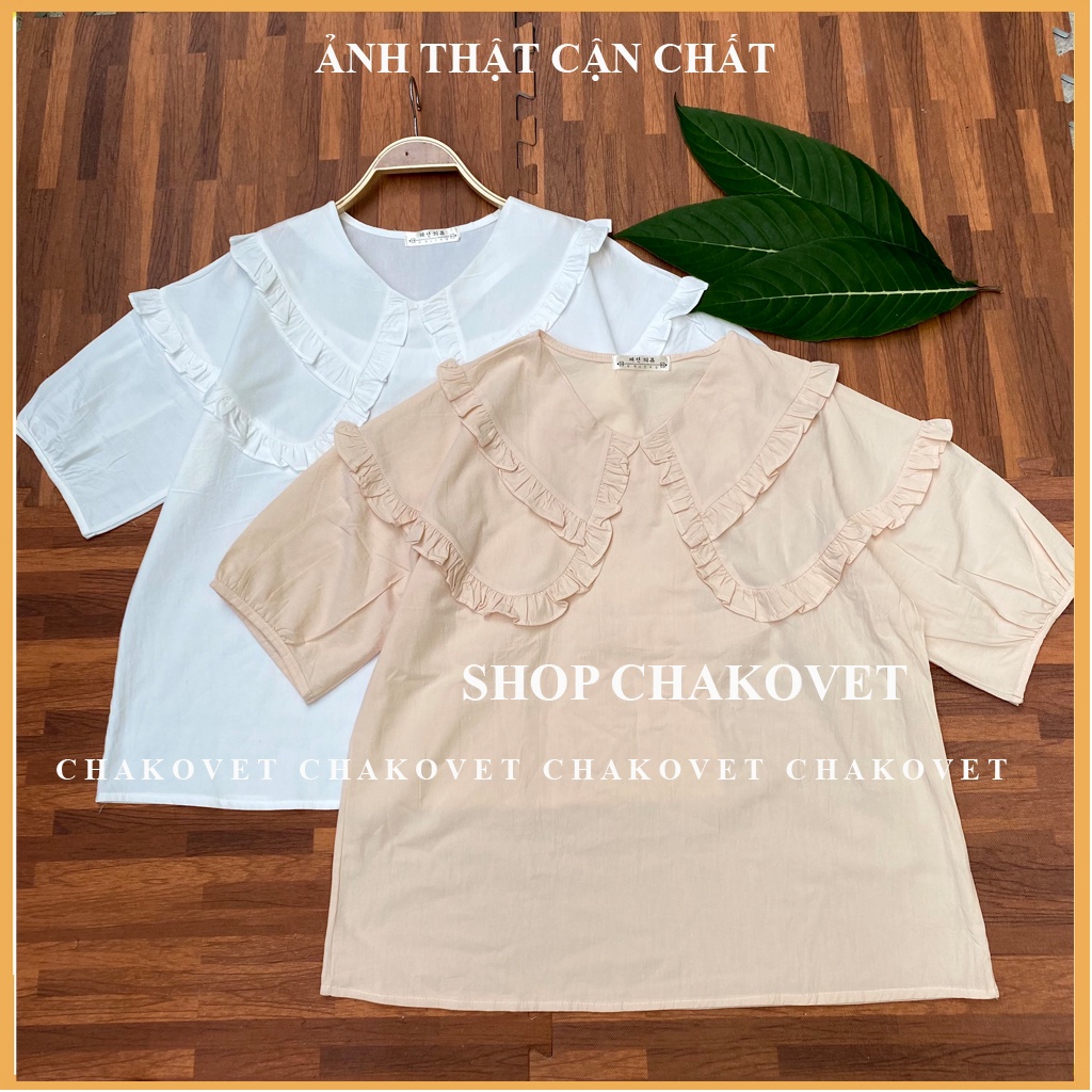 Áo sơ mi nữ tay ngắn form rộng A.873 cổ chữ V, tay bồng retro kiểu pháp thiết kế sang trọng hàng đẹp mặc đi làm đi học