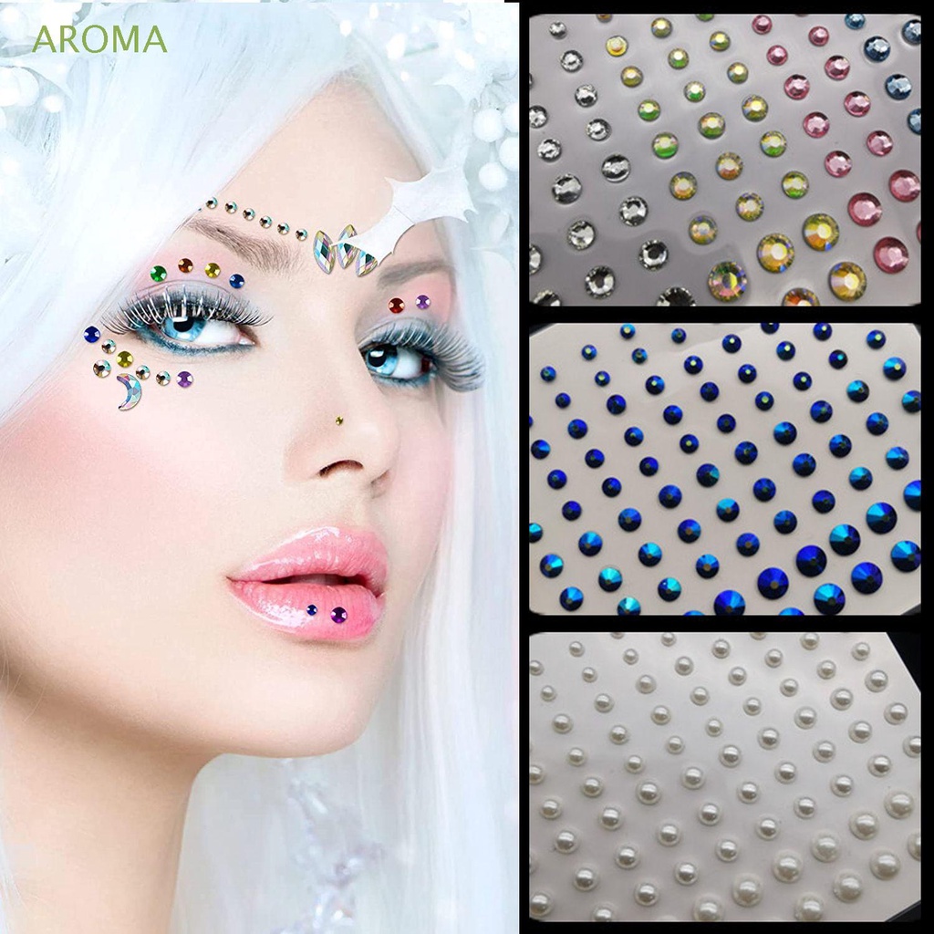 Miếng dán kim cương / ngọc trai giả 3D trang trí mặt / móng tay / cơ thể / phấn mắt cho nữ dịp lễ hội