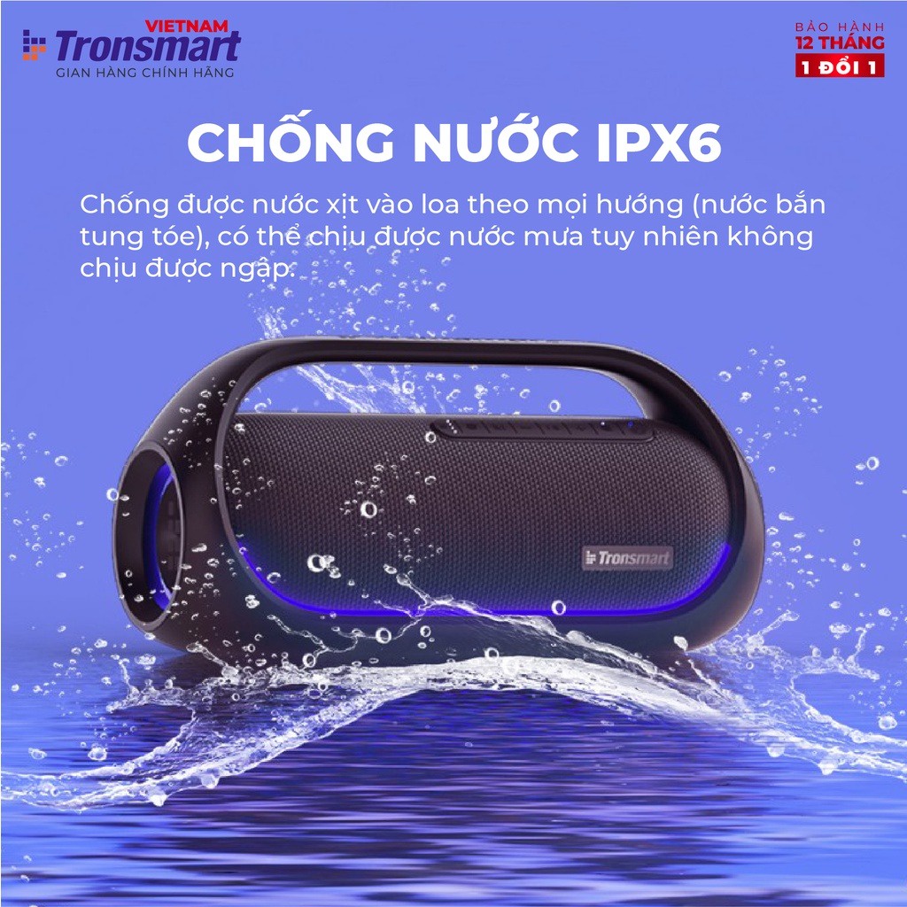 【Giao Hỏa Tốc】Loa bluetooth Tronsmart BANG 60W, Đèn led RGB, Công nghệ TuneConn, SoundPulse, 8 hiệu ứng EQ - Chính hãng