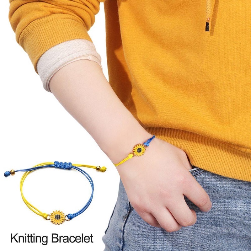 1 Vòng Tay Dây Bện Mặt Hoa Hướng Dương Nhỏ Sáng Tạo Có Thể Điều Chỉnh Dành Cho Cặp Đôi