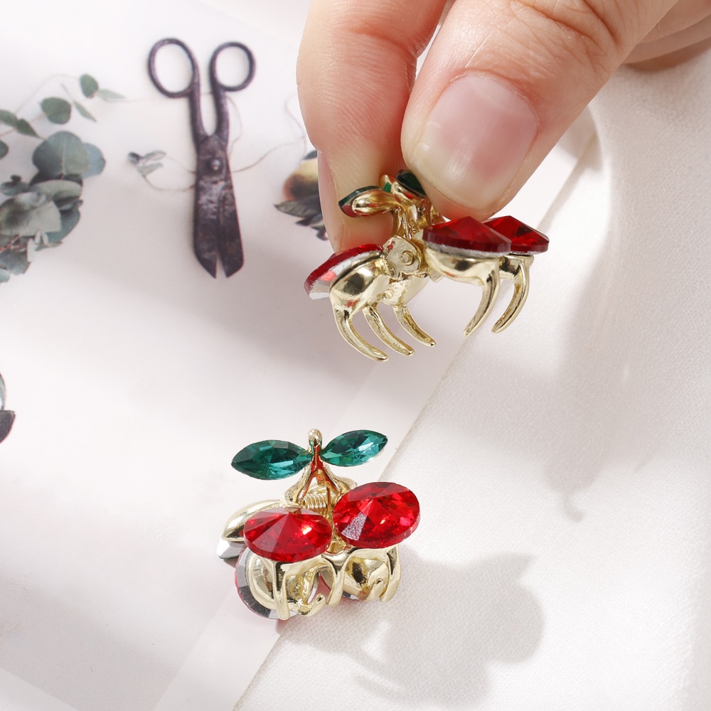 Kẹp Càng Cua Đính Đá Hình Quả Cherry Dễ Thương