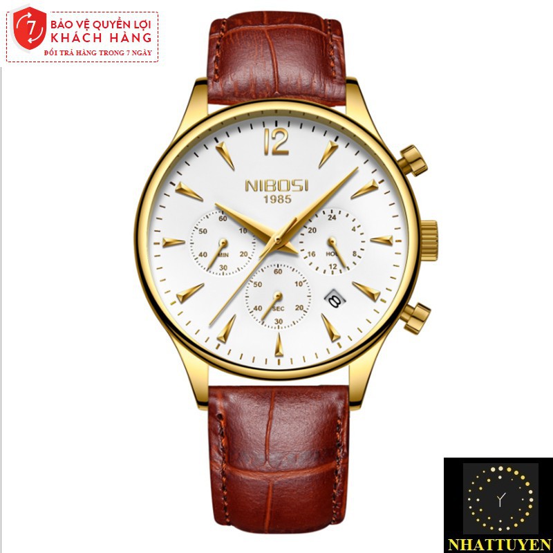[ xả kho ] ĐỒNG HỒ NAM NIBOSI 2326 (1985) - DÂY DA CAO CẤP, THIẾT KẾ SANG TRỌNG
