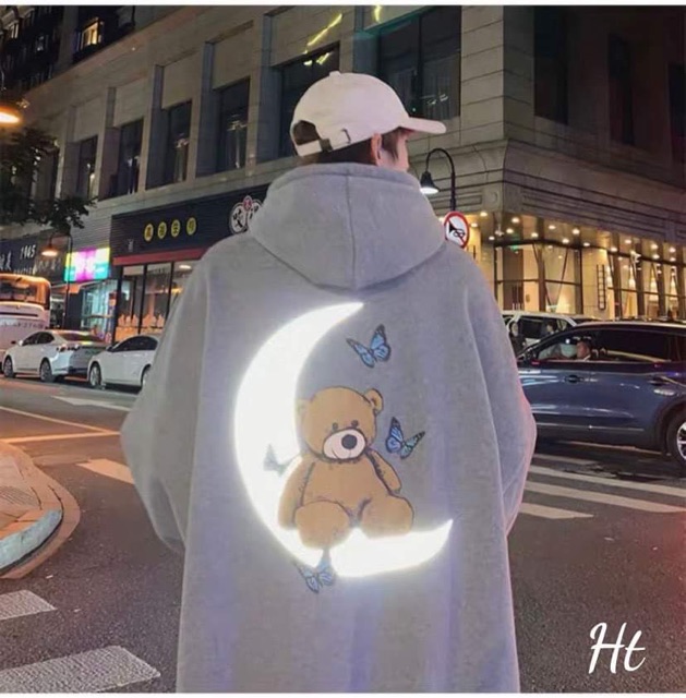 Áo hoodie gấu bướm trăng phản quang H2A766 | BigBuy360 - bigbuy360.vn