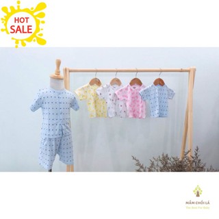 Quần Áo Trẻ Em 🍄𝑭𝒓𝒆𝒆𝒔𝒉𝒊𝒑🍄 Bộ Áo Cộc Tay Và Quần Đùi Chất Vải Cotton Cài Giữa, Cài Vai - Mầm Chồi Lá