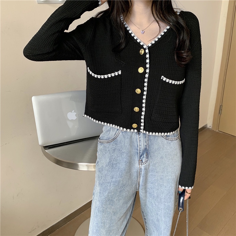 Áo Khoác Cardigan Dệt Kim Tay Dài Dáng Rộng Thời Trang