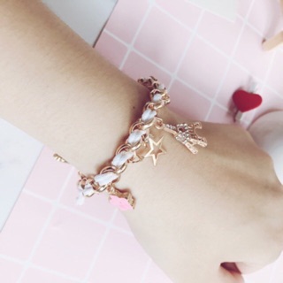 Lắc tay phối dây độc đáo charm tháp eiffel