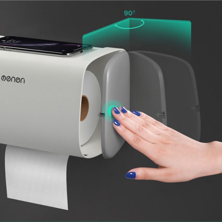 Hộp đựng giấy vệ sinh Oenon dán tường Chất liệu nhựa ABS cao cấp bền bỉ, chống nước 2 ngăn tiện lợi