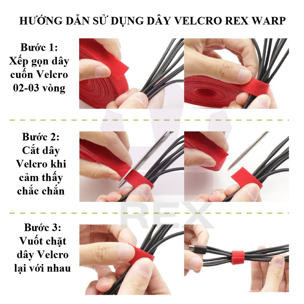 Dây dán dính Velcro Rex Warp bản rộng 1,2cmx100cm/ cuộn