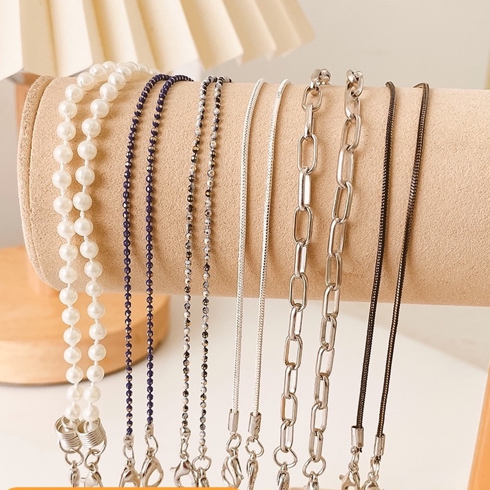 Dây đeo mắt kính chống thất lạc bằng acrylic đính ngọc trai thời trang hàn quốc dành cho bé gái