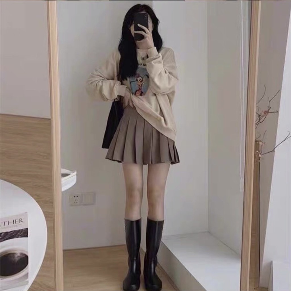 [Ảnh thật] Chân váy tennis ngắn xếp ly khóa hông ulzzang (có quần trong)