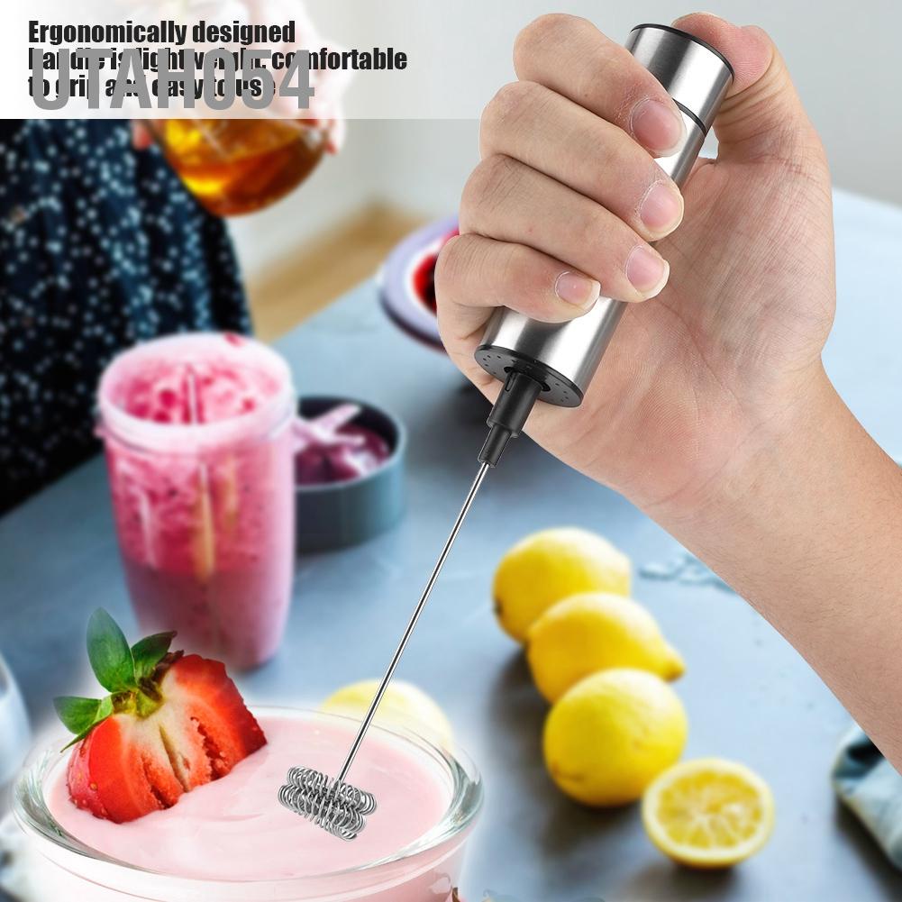 Utah054 Handheld Electric Milk Frother Coffee Foam Maker with Single/Double Head Stainless Steel Whisks