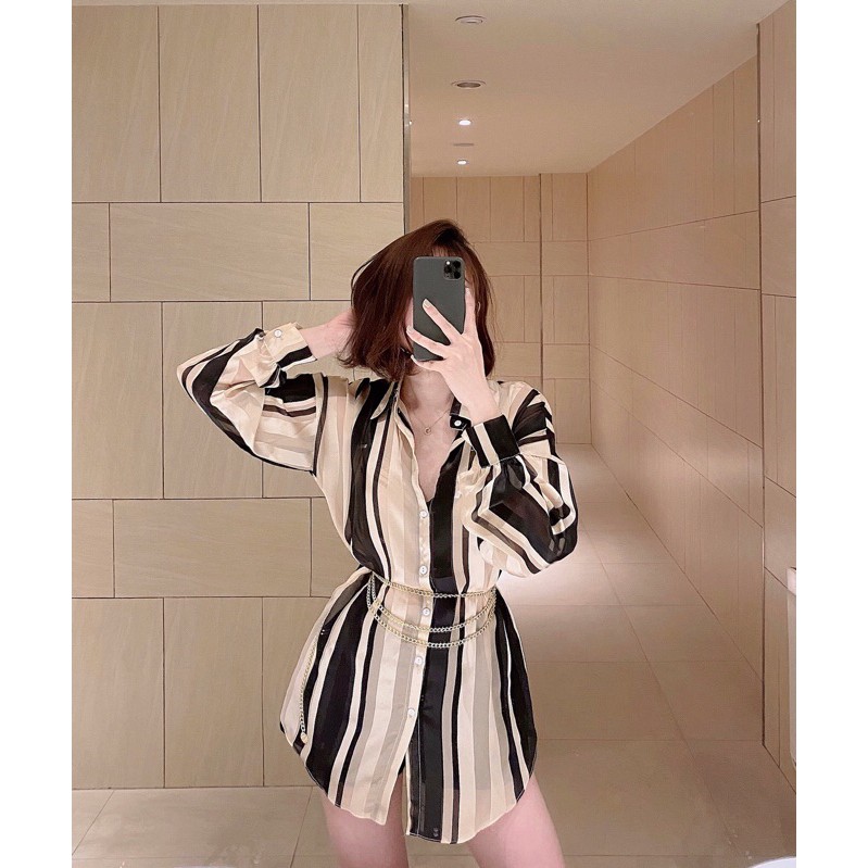 (Ảnh thật) sơ mi lụa sọc