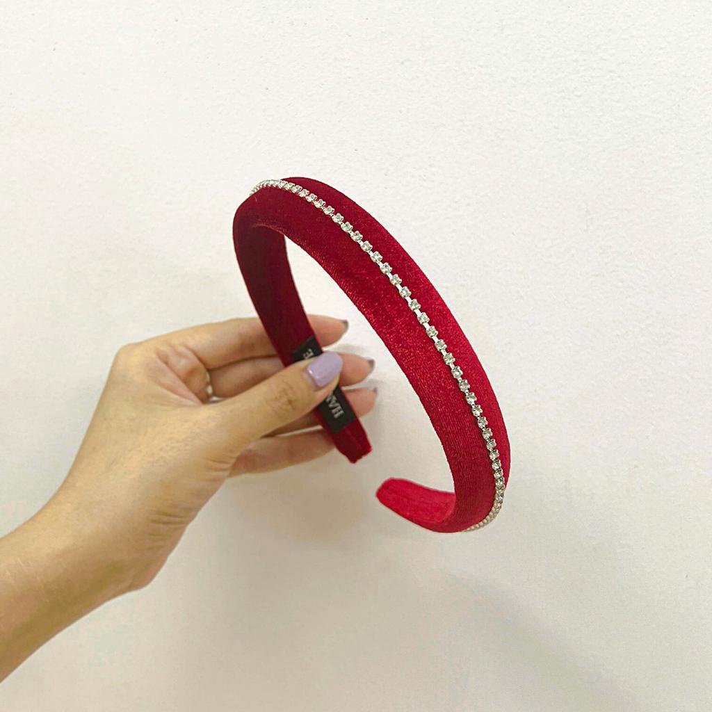 Sumire Store Cài tóc CT-009 trơn nhung đỏ đính hạt đá lấp lánh