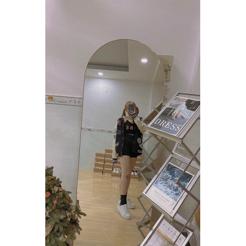 ÁO KHOÁC MLBNY BOMBER 1903 TAY DA TRẮNG - ÁO VARSITY NAM NỮ UNISEX - HÀNG CÓ SẴN