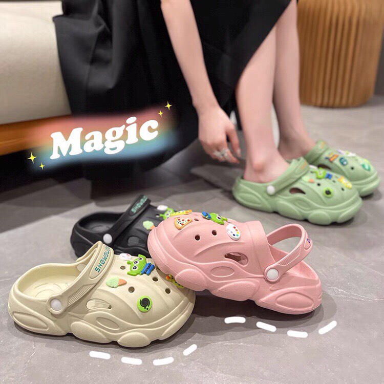 Dép sục CROSS độn đế tăng chiều cao 5cm tặng kèm Sticker dễ thương mẫu mới năm nay