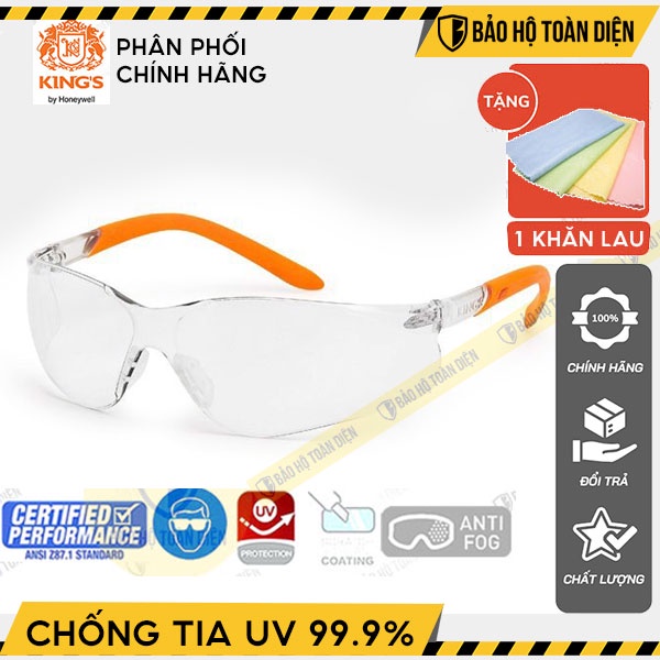 Kính bảo hộ chống bụi, chống UV King's KY 2221/ 2222 [TẶNG Khăn lau kính Chuyên dụng]