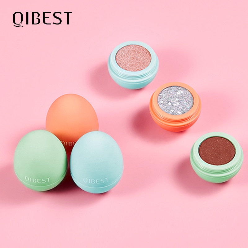 [Hàng mới về] Phấn mắt màu đơn sắc lì ánh nhũ ngọc trai lấp lánh kiểu dáng trái trứng dễ thương QIBEST