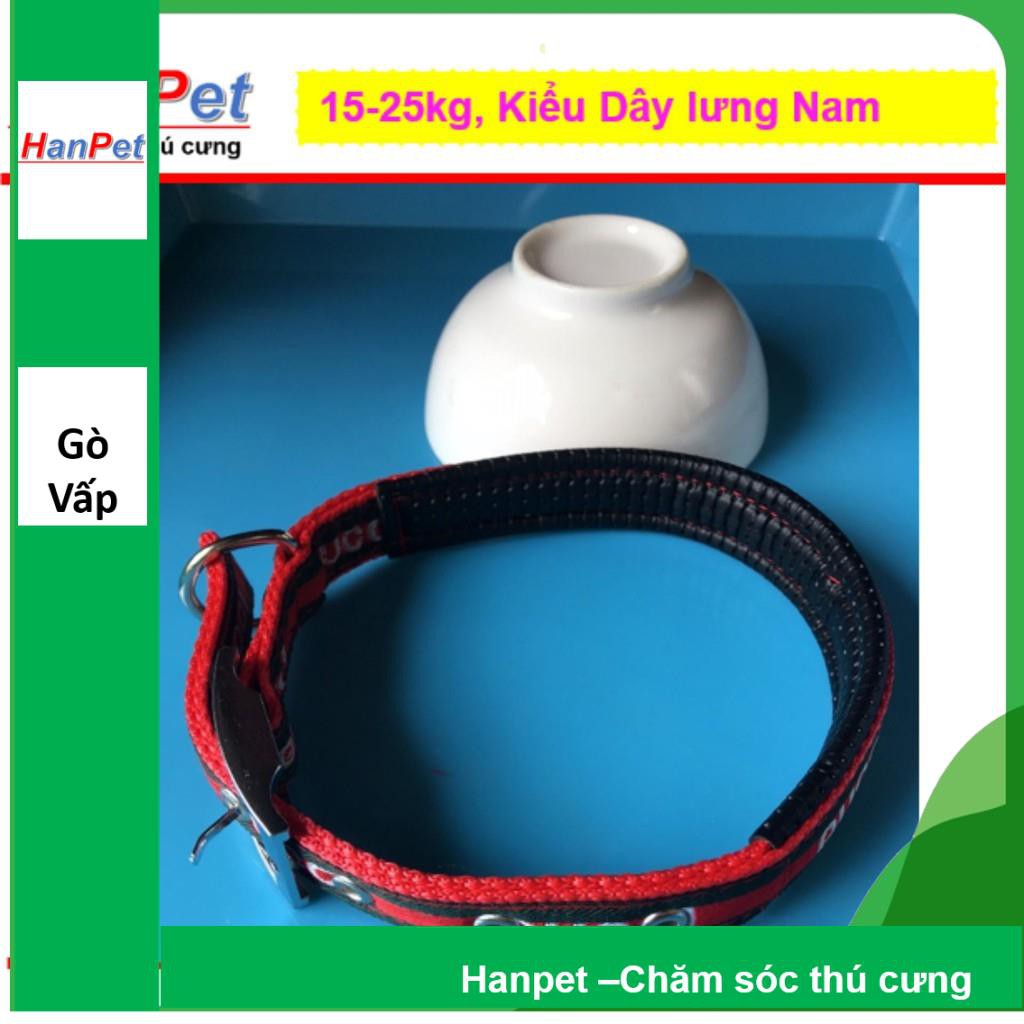 Hanpet.GV- Vòng cổ cho chó 15- 25kg, Kiểu dây lưng NAM, loại có đệm cổ (- 331)
