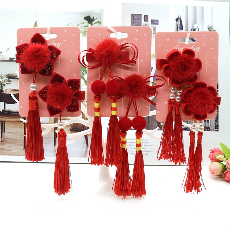 Kẹp Tóc Tua Rua Phong Cách Trung Hoa Xinh Xắn Cho Bé Gái