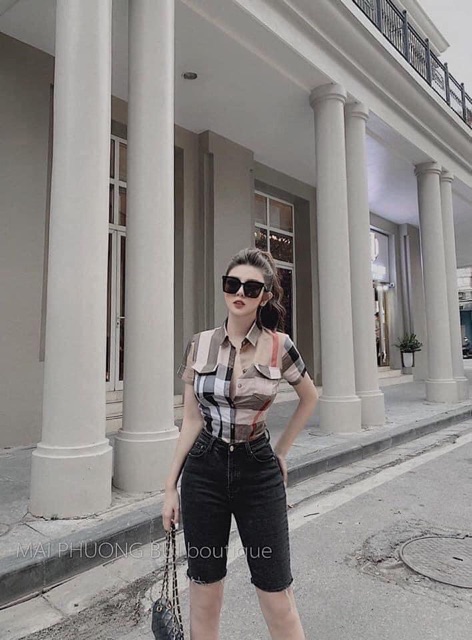 Áo Sơ Mi Caro Ngắn Tay Chất Thô Mềm Mịn Siêu Mát, Áo Sơ Mi Kẻ 2 Túi Hộp