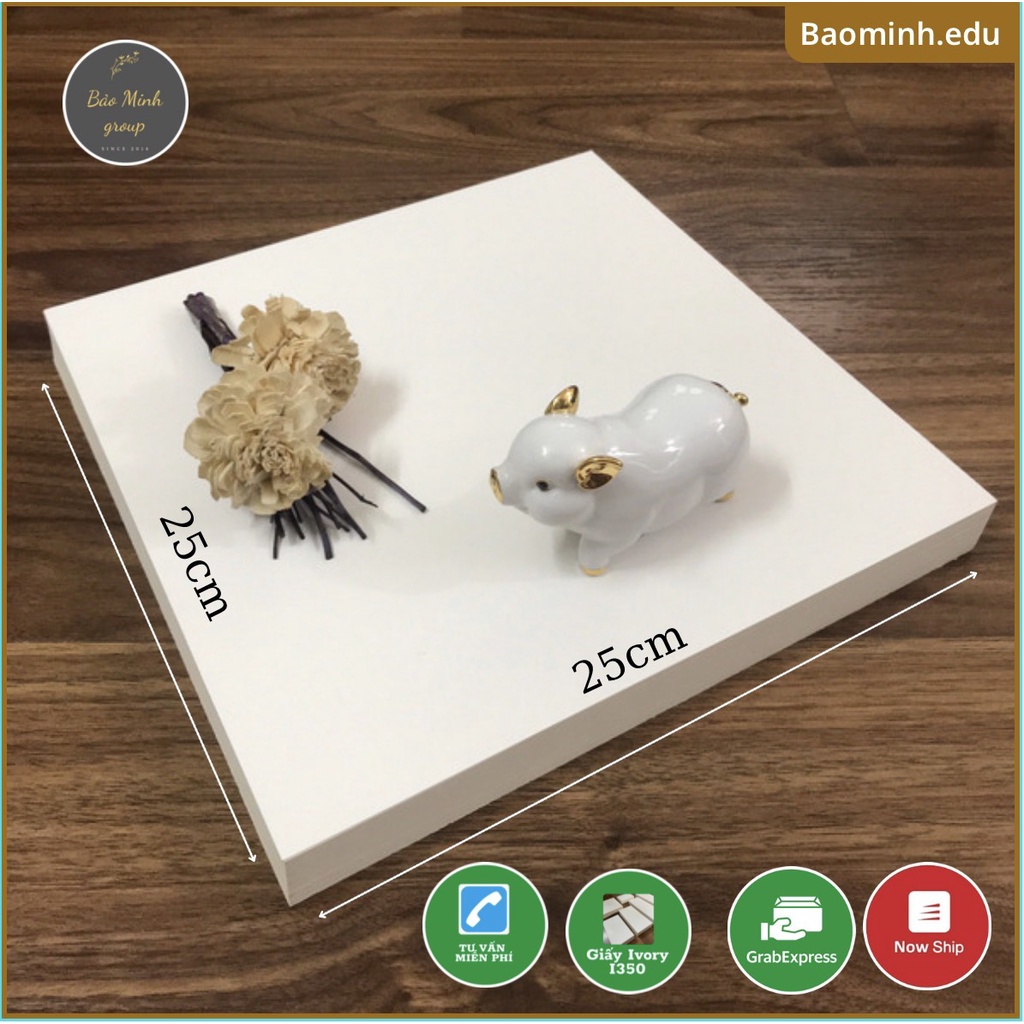 Flashcard - Thẻ trắng vuông 25x25cm chuẩn giấy Ivory 350