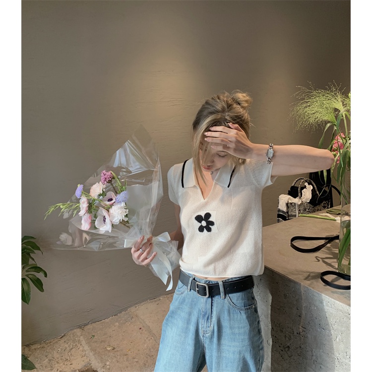 HUANG YOYO Áo Thun Ngắn Tay Cổ Tròn Thời Trang Hàn Cho Nữ