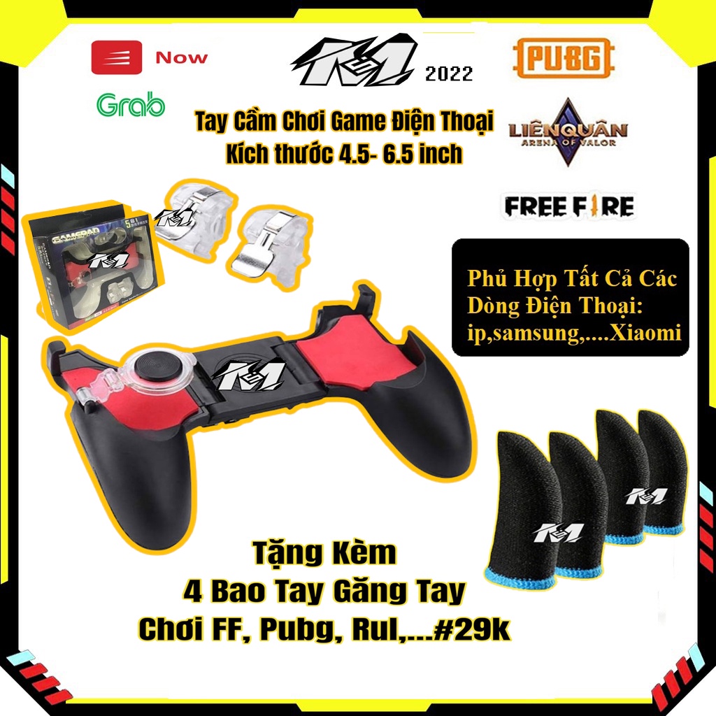 🆔Tay cầm chơi game điện thoại 5 in 1/X2 ican 2- kèm, nút bắn PUBG, ROS, Free Fire..chơi siêu nhậy Phụ kiện chơi game.