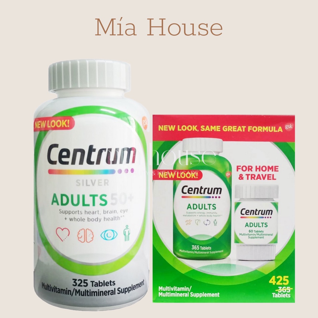 Viên uống vitamin tổng hợp Centrum Multivitamin dưới 50 tuổi và trên 50 tuổi