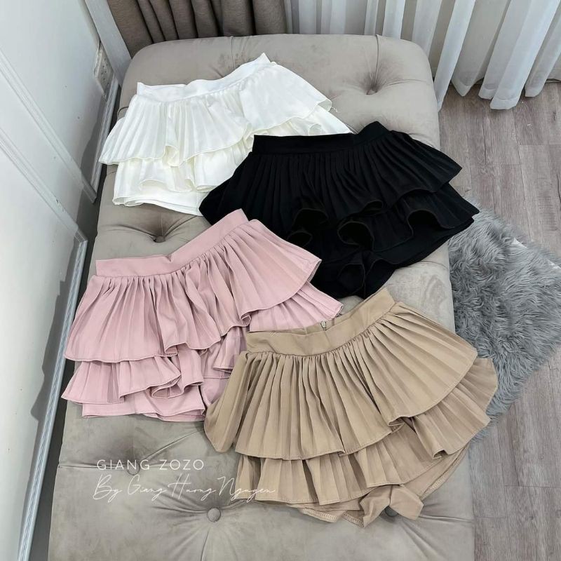 Chân váy 2 tầng dập li hàng QC
