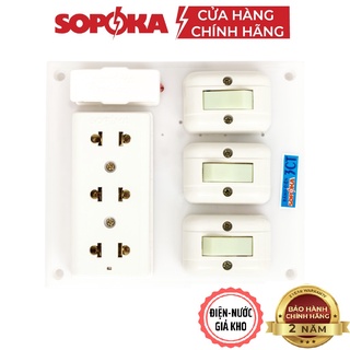 Bảng điện nổi SOPOKA 3CT 3 công tắc, 3 ổ cắm