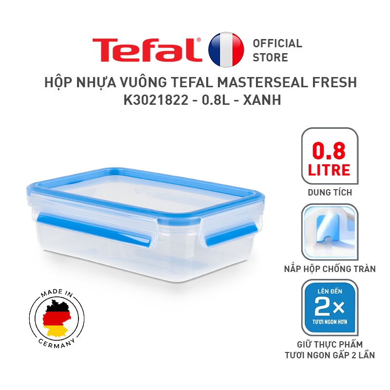 Bộ 4 hộp đựng thực phẩm nhựa, Tefal Masterseal Fresh (550ml, 800ml, 1000ml, 1100ml)