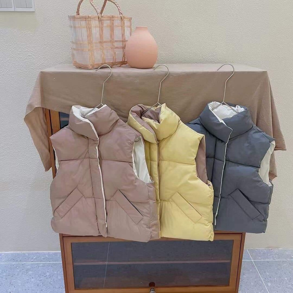 Áo gile phao kéo khóa cao cấp dày ấm cho bé 13-26kg