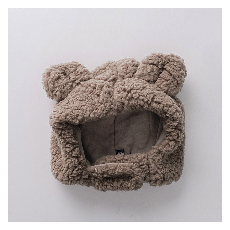 Mũ lông cừu tai gấu có quai dán cho bé phong cách Hàn Quốc Tiệm Nhà Gấu