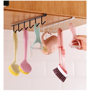 Móc gắn tủ bếp treo dụng cụ, cài kẹp dưới kệ quần áo, treo đồ đa năng bằng sắt tiện lợi
