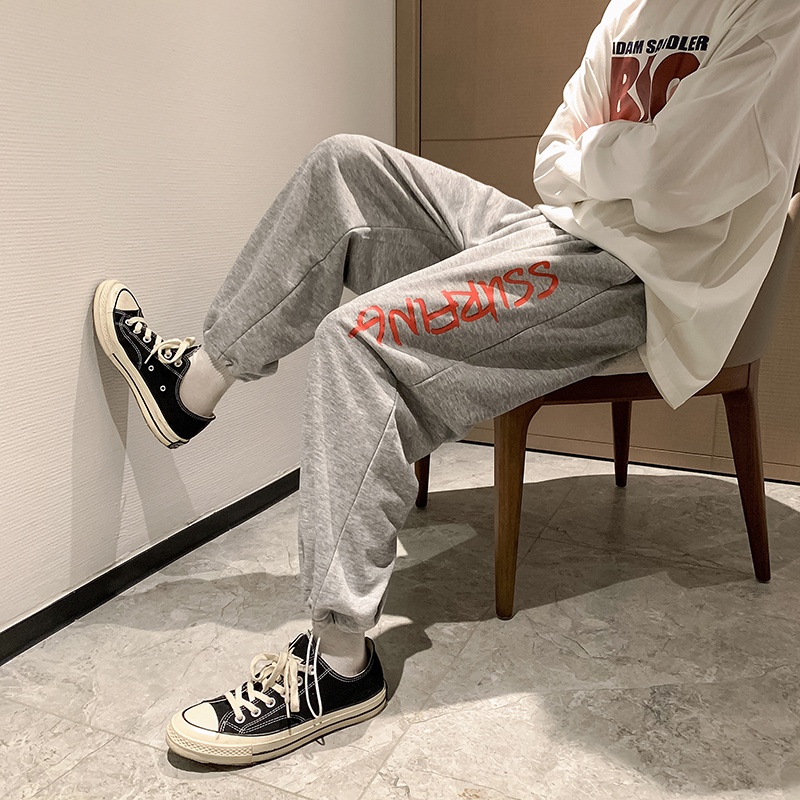 Quần thể thao ống rộng in họa tiết cổ điển thời trang cho nam M-8XL