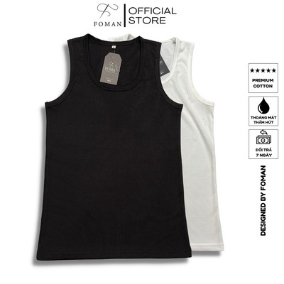 Áo Ba Lỗ Thun Gân Tank Top Nam Nữ F FOMAN Form Body Classic, Cổ Tròn Vải Cotton Tăm Gân Sợi Tự Nhiên Thoáng Mát