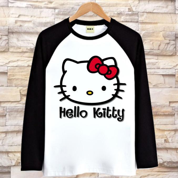 Áo Thun Tay Dài In Hình Hello Kitty Đáng Yêu Thời Trang Mùa Thu