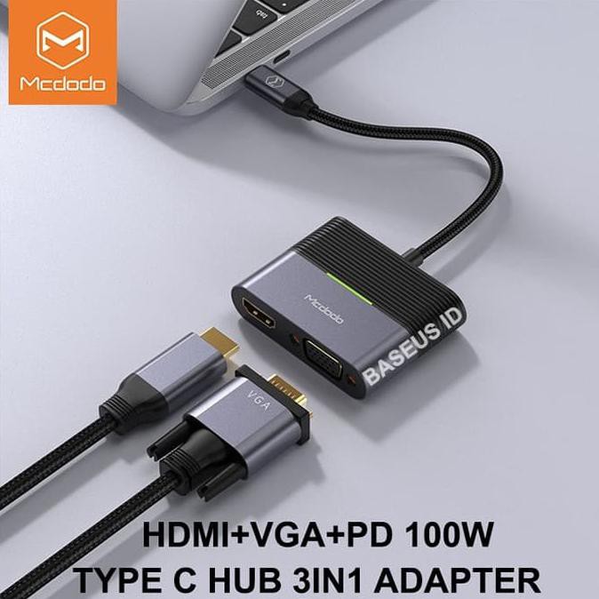 Đầu Kết Nối Mcdodo Hu-7720 3 Trong 1 Vga-Hdmi-Pd 100w 5a Chính Hãng