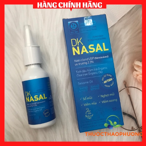Dung dịch DK Nasal muối ưu trương kết hợp tinh dầu tràm trà dạng phun sương an toàn cho trẻ từ 3 tháng tuổi trẻ nhỏ và n