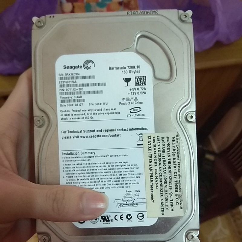 Ổ cứng Seagate Barracuda 160gb - Hàng tháo máy.