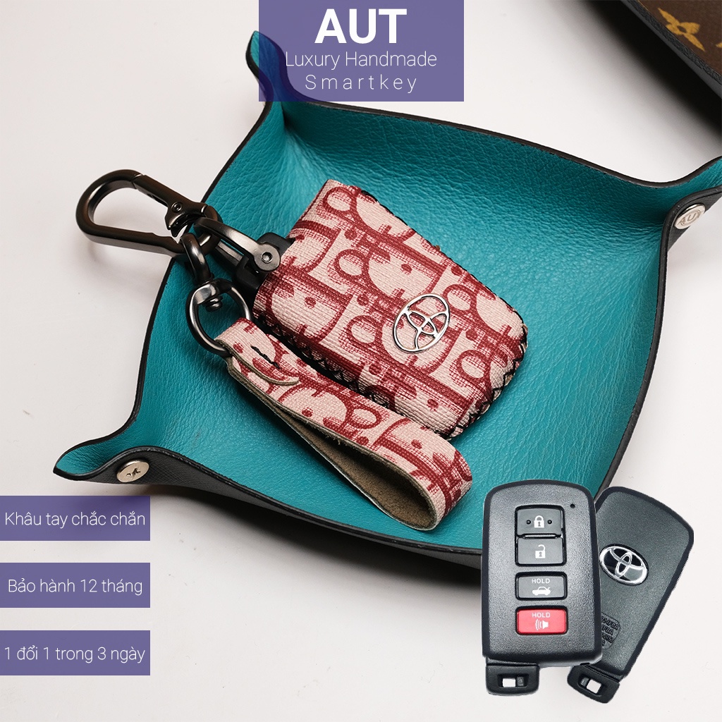 Ốp da chìa khóa ô tô Toyota Altis Camry Highlander Dior khâu tay TATV CD có tay cầm