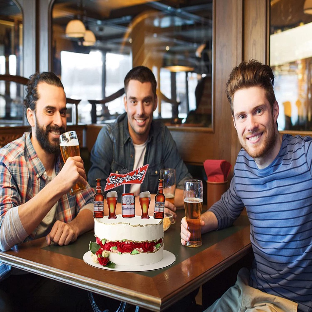 Set 6 Phụ Kiện Trang Trí Chai Bia/Sinh Nhật Dễ Thương