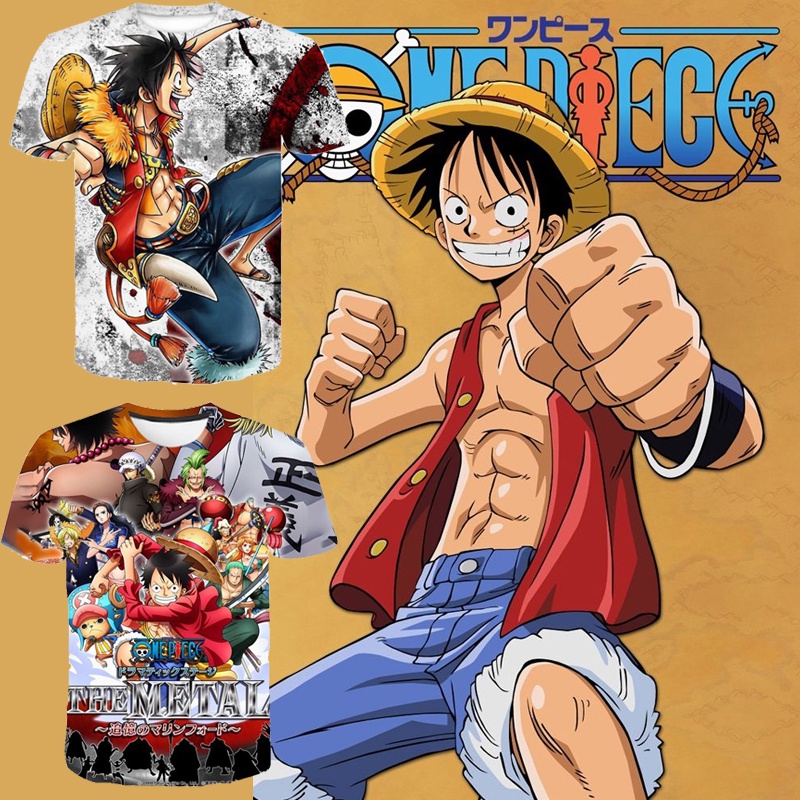 Áo Thun Tay Ngắn In Hình Nhân Vật Luffy Trong One Piece 3D Cỡ Lớn 6XL Thời Trang Mùa Hè Cho Nam Và Nữ
